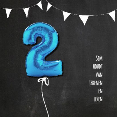 Hippe Uitnodiging Krijt 2 Blauw - SG 2