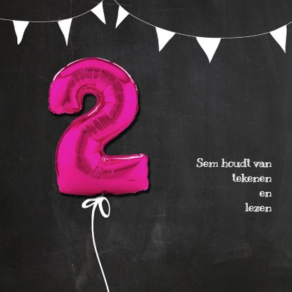 Hippe Uitnodiging Krijt 2 Roze - SG 2