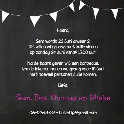 Hippe Uitnodiging Krijt 2 Roze - SG 3