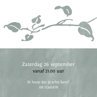 Hippe uitnodiging met foto en botanische elementen 3