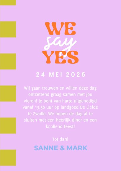 Hippe uitnodiging trouwdag met wave en blokjes 3