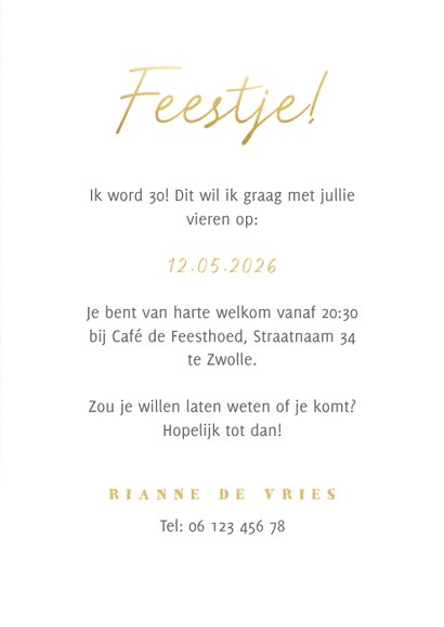 Hippe uitnodiging verjaardag panterprint, foto en 'feestje' 3