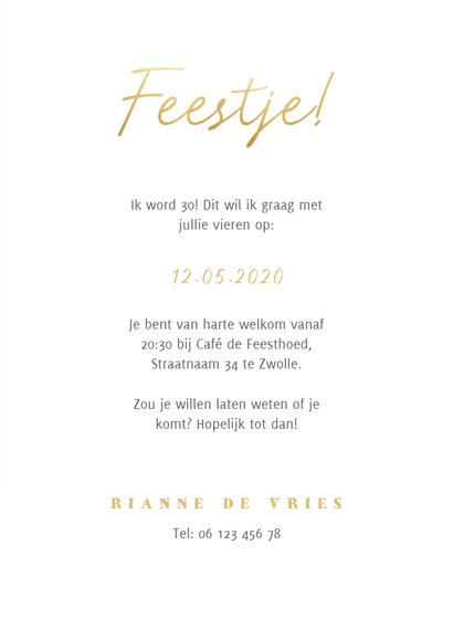 Hippe uitnodiging verjaardag panterprint, foto en 'feestje' 3