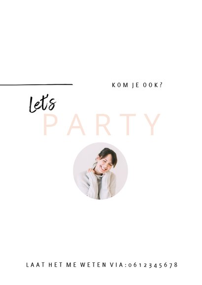 Hippe uitnodiging verjaardagsfeest vrouw minimalistisch 2