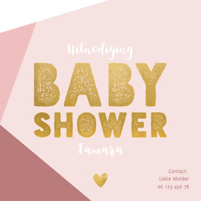Hippe uitnodiging voor een babyshower met gekleurde vlakken 2