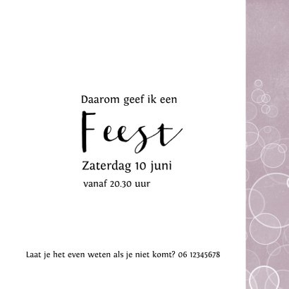 Hippe uitnodiging voor een verjaardag met bruisend patroon 3