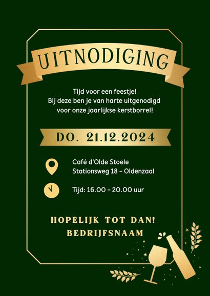 Hippe uitnodiging zakelijke kerstborrel in krijtbord stijl 3