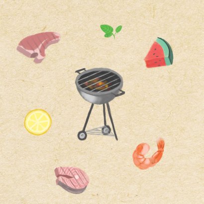 Hippe uitnodigingskaart voor een BBQ met illustraties 2