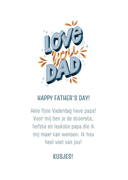 Hippe Vaderdag kaart Love you Dad typografie 3