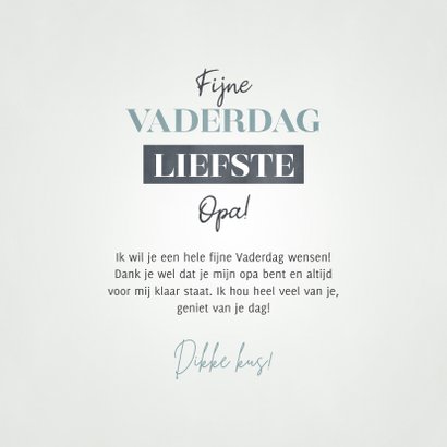 Hippe Vaderdag kaart voor je liefste opa met typografie 3