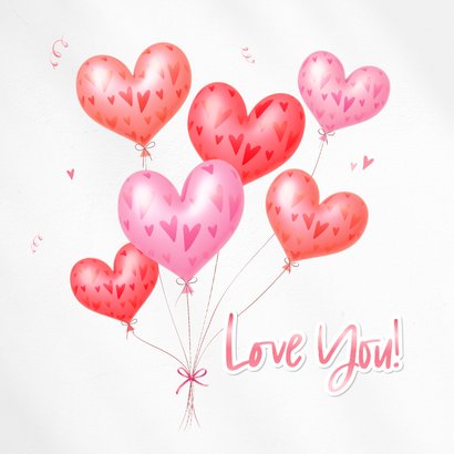 Hippe valentijnskaart met eigen foto en hartjes 3d ballonnen 2