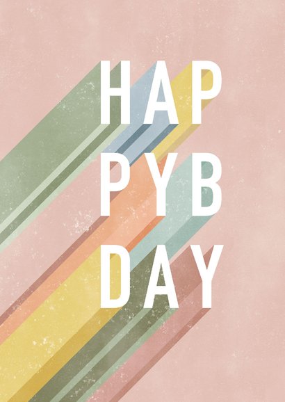 Hippe verjaardagskaart Happy Birthday met regenboog letters 2
