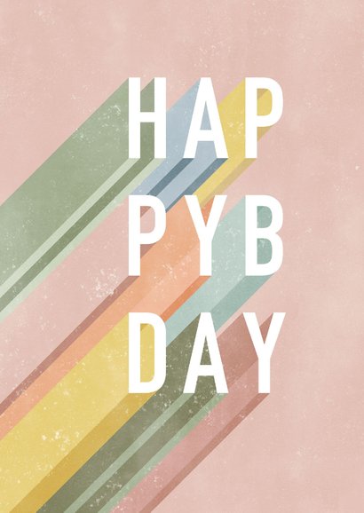 Hippe verjaardagskaart Happy Birthday met regenboog letters 2