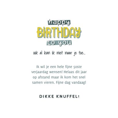 Hippe verjaardagskaart man Happy Birthday to you typografie 3