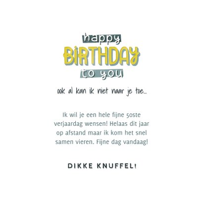 Hippe verjaardagskaart man Happy Birthday to you typografie 3