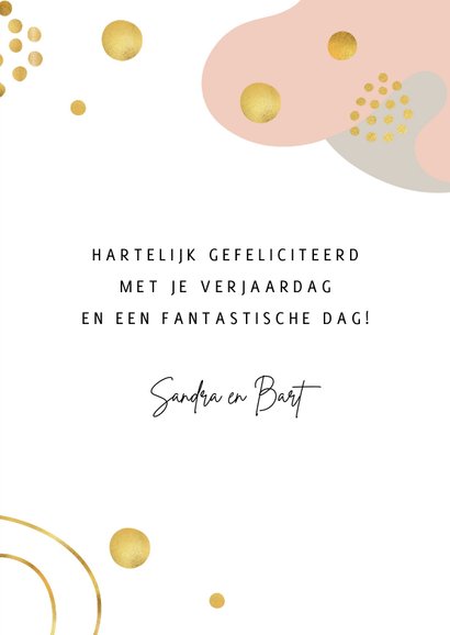 Hippe verjaardagskaart met goudlook en abstracte vormen 3
