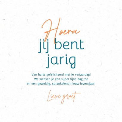 Hippe verjaardagskaart thee bloemen en taart hoera 3