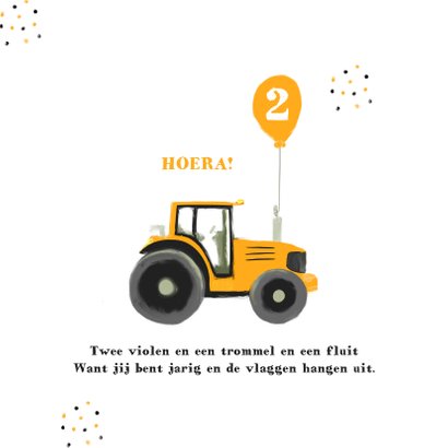 Hippe verjaardagskaart tractor confetti & foto 2