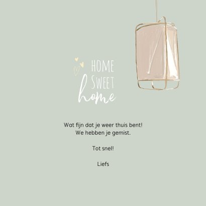 Hippe welkom thuis kaart in bohemian style met luie zitstoel 3