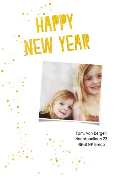 Hippe wit gouden kerstkaart met eigen foto 2