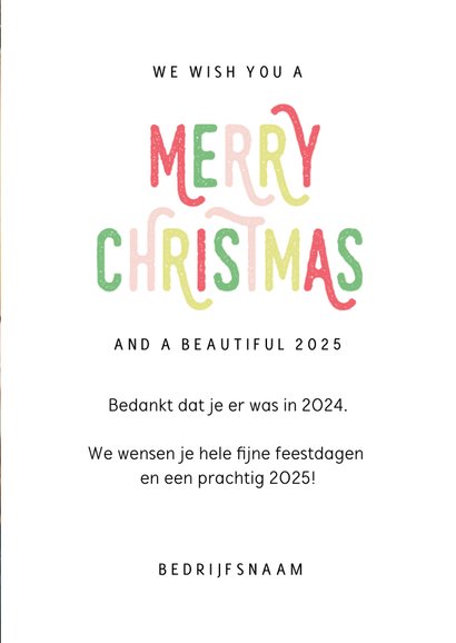 Hippe zakelijke kerstkaart met vrolijke letters en foto 3