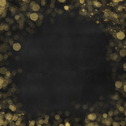 Hippe zwarte kerstkaart met gouden Christmas en 2 foto's Achterkant