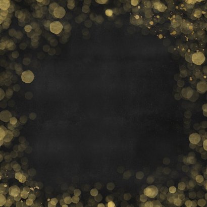 Hippe zwarte kerstkaart met gouden Christmas en 2 foto's Achterkant