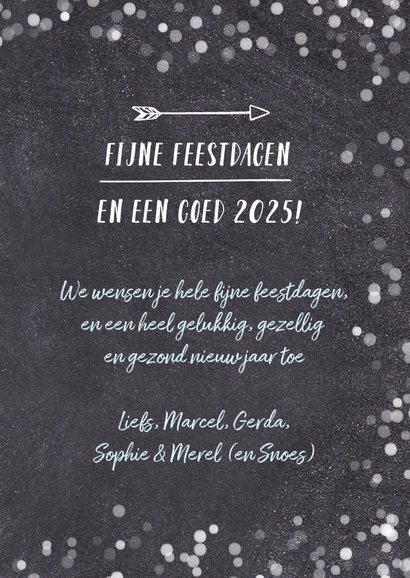 Hipper zwart witte confetti kerstkaart met eigen foto 3