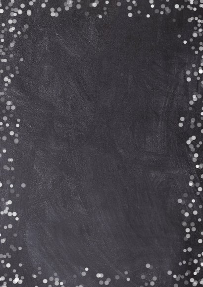 Hipper zwart witte confetti kerstkaart met eigen foto Achterkant