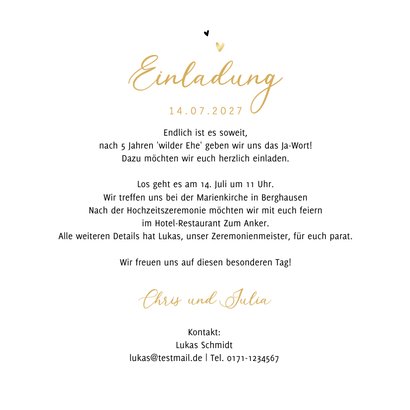 Hochzeitseinladung Doodles Goldelemente 3