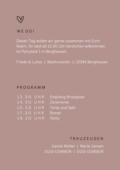 Hochzeitseinladung minimalistisch mit Foto und Herz 3