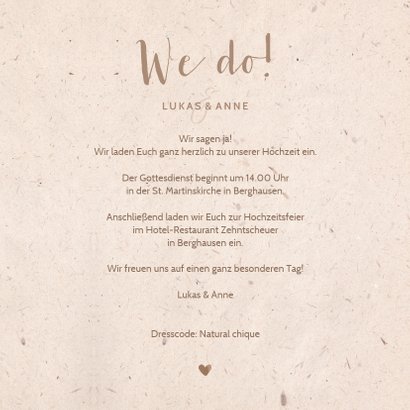 Hochzeitseinladung natürlicher Look mit Fotos und Tauben 3