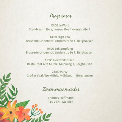 Hochzeitseinladung Vintage Blumen Quadrat 2