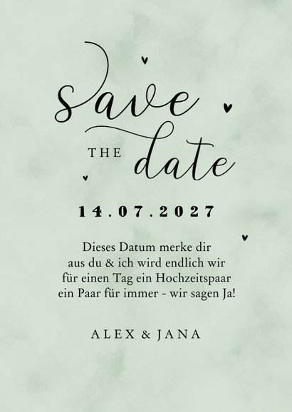 Hochzeitskarte Save-the-Date Foto Aquarell & Typografie 3