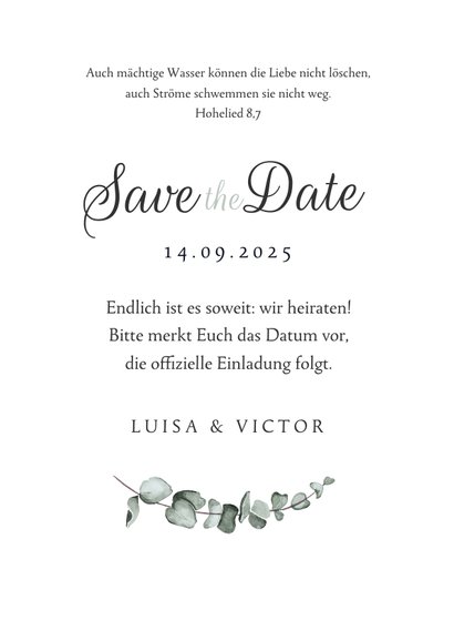 Hochzeitskarte Save-the-Date Marmor & Botanik 3
