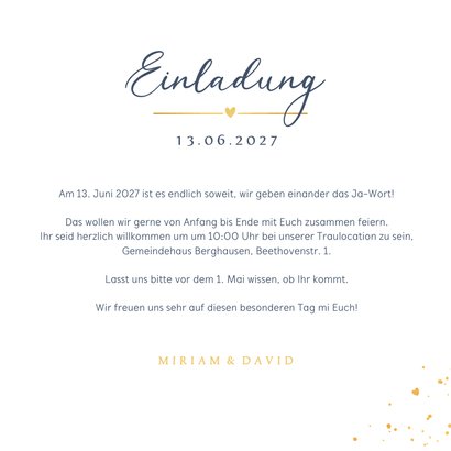 Hochzeitskarte 'We do!' Blau mit Gold 3