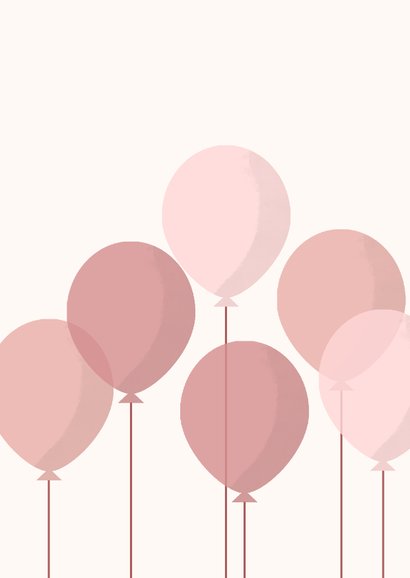 Hoera een meisje felicitatiekaartje met roze ballonnen 2