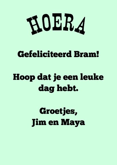Hoera tekstkaart eigen naam 3