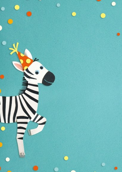 Hoera zebra verjaardagskaart 2