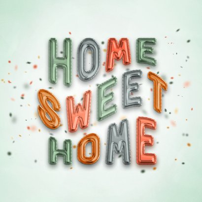 Home sweet home ballon wenskaart met confetti 2