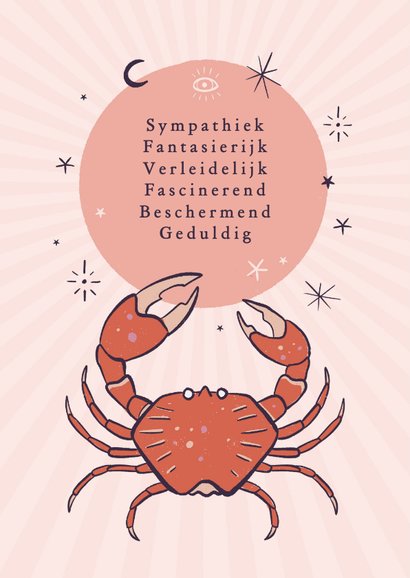 Horoscoop verjaardagskaart kreeft illustratie zodiac sign 2