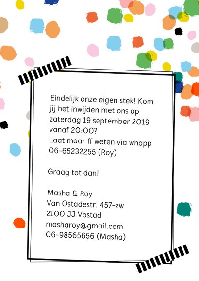 Housewarming confetti eigen foto en achtergrondkleur 3