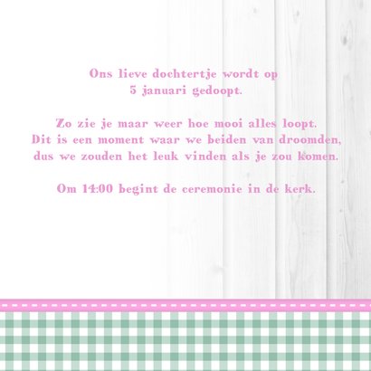 Hout met Label doop roze - BK 3
