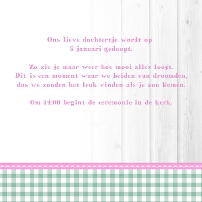 Hout met Label doop roze - BK 3