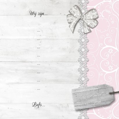 Hout met label roze meisje - BK 3