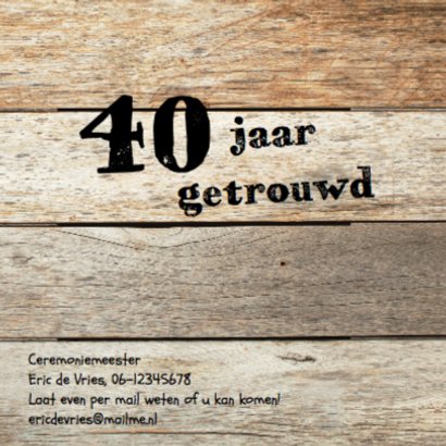 Houten en hart 40 jaar getrouwd 2