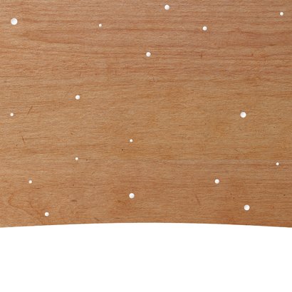 Houtlook kerstkaart stijlvol artistiek getekende kerstbomen Achterkant