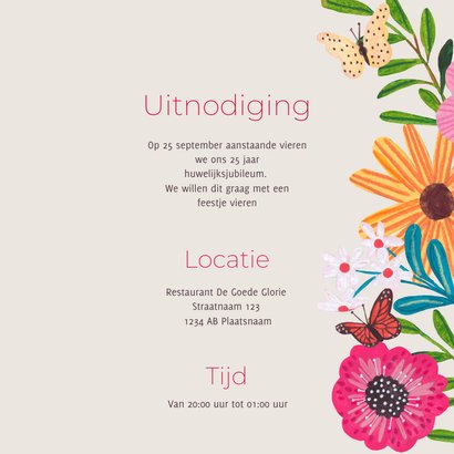 Huwelijks jubileum 25 jaar bloemen & vlinders 3