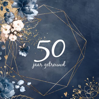 Huwelijksjubileum 50 uitnodiging aquarel bloemen 2