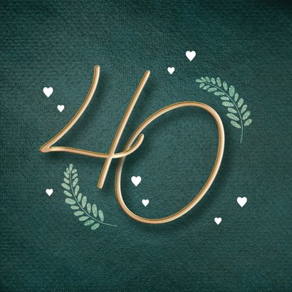 Huwelijksjubileum felicitatiekaart 40 jaar met getal 2